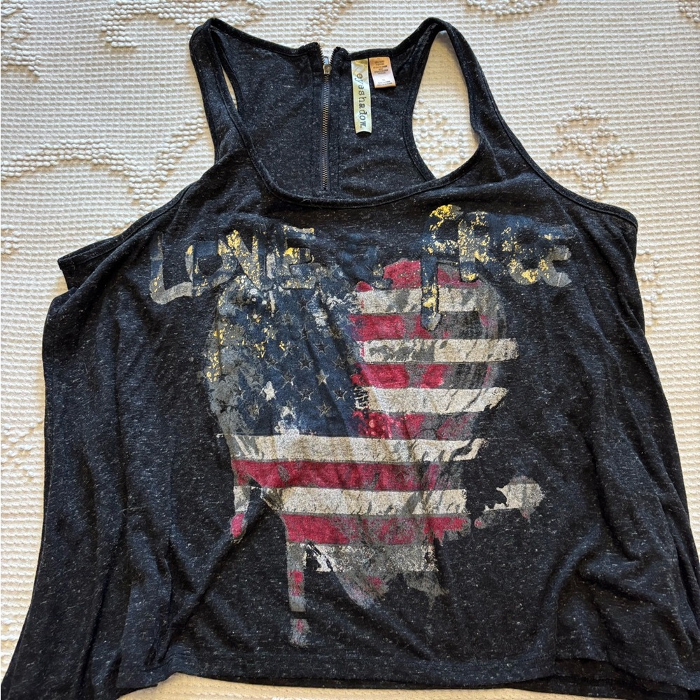 Eyeshadow Flag Heart Graphic Tank Top